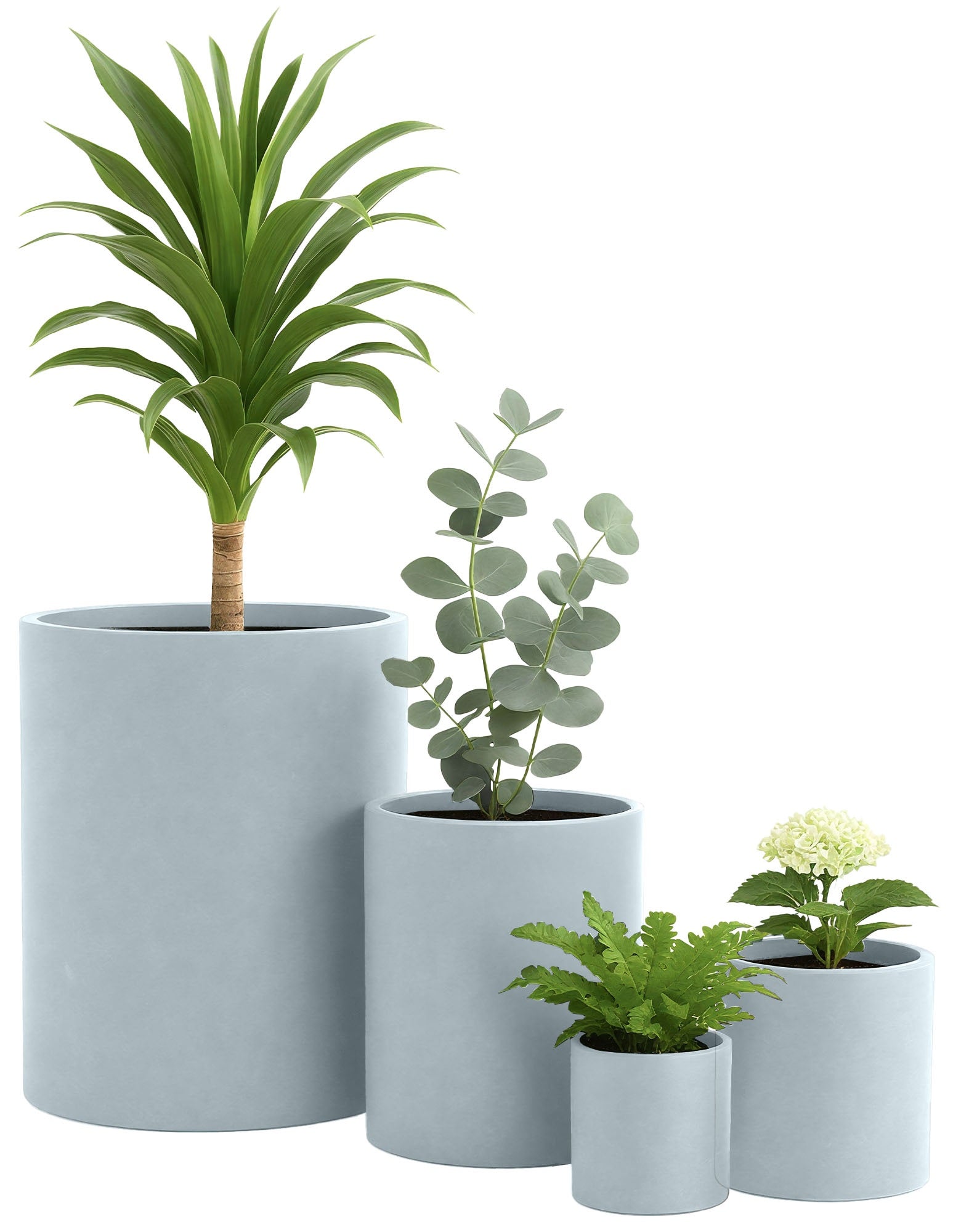 4-delige set plantenbakken – rond 1