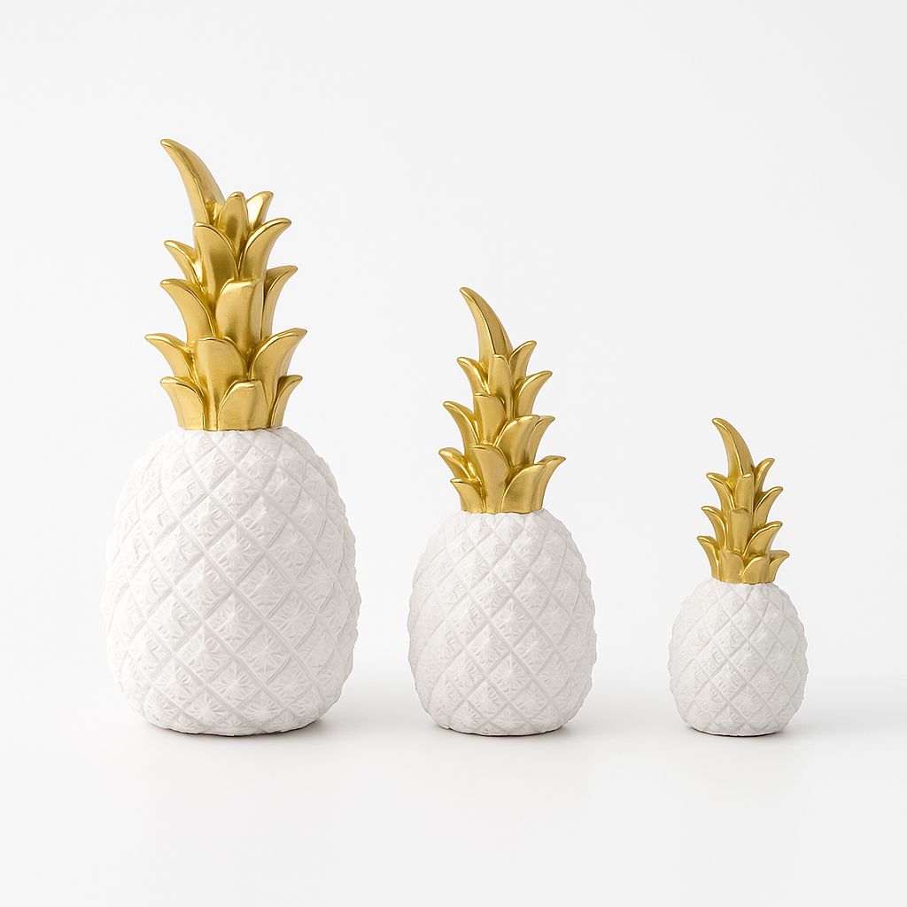 Ananas Decoratie Beelden – Goud, Zwart & Wit – 3 maten