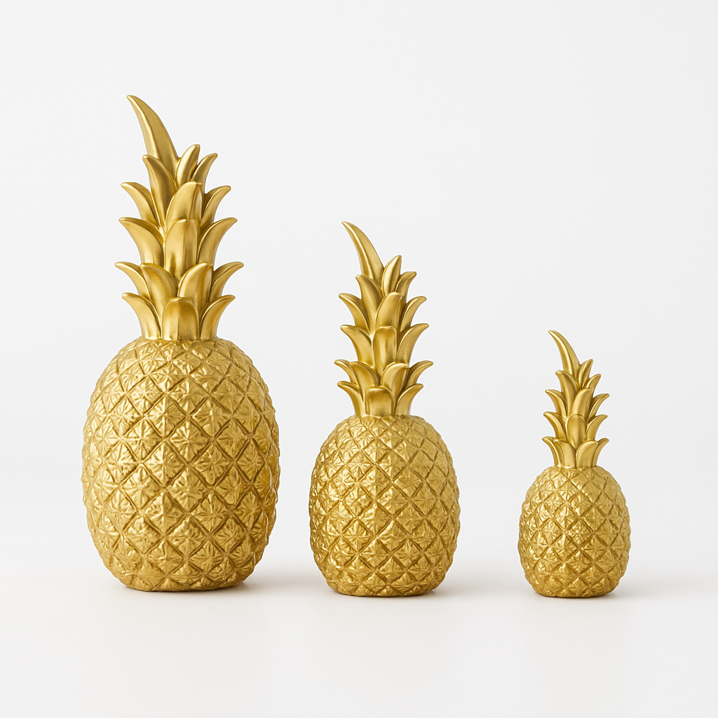 Ananas Decoratie Beelden – Goud, Zwart & Wit – 3 maten