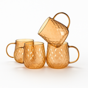 Amber glazen mok met diamantstructuur – 380 ml