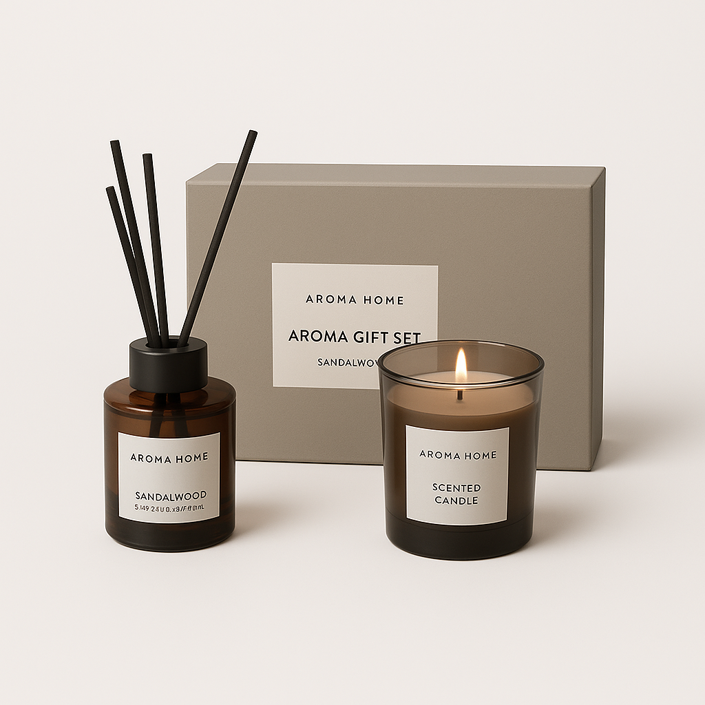 Cadeauset Geurkaars en Geurstokjes – Luxe Aroma Home Giftset