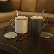 Chique mokken set met deksel en lepel – 400 ml