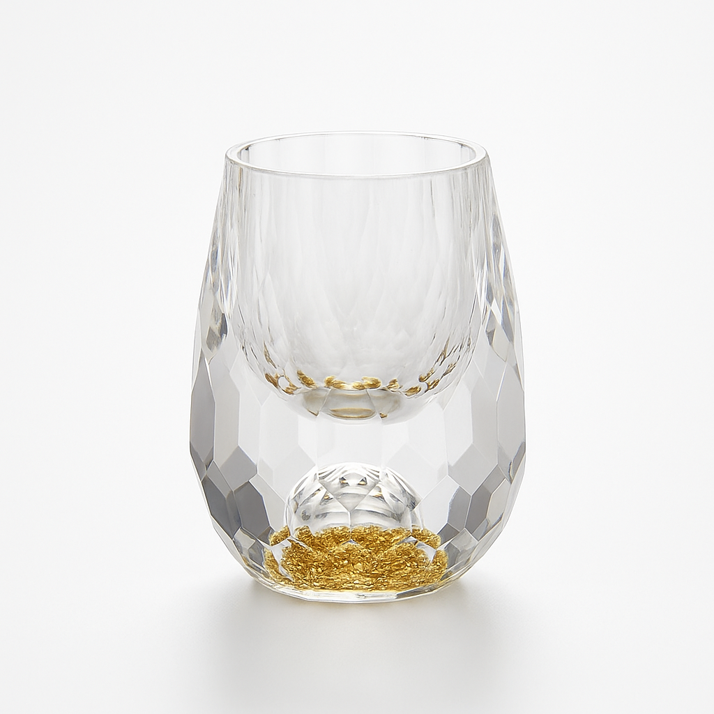 Facetgeslepen shotglas met goudfolie 6 stuks – Diamond Design