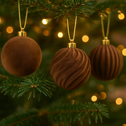 Fluwelen Kerstballen – Warm Bruin (12 stuks)