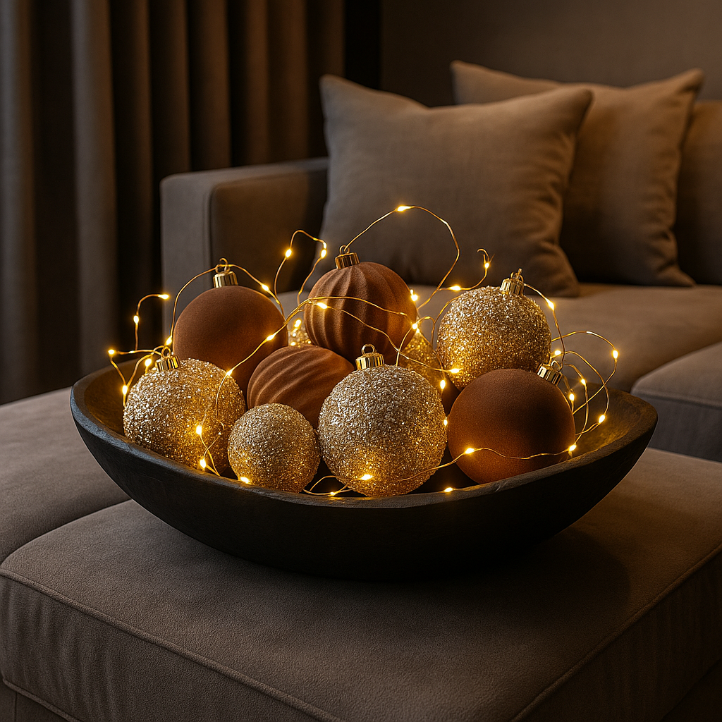 Fluwelen Kerstballen – Warm Bruin (12 stuks)