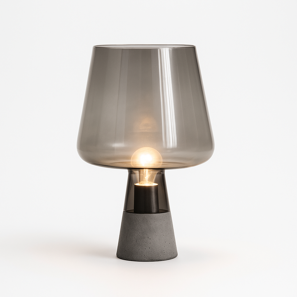 Glaslamp met betonnen voet