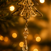 Gouden kerstornament met kristalhanger - Set van 3