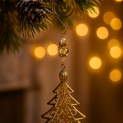 Gouden kerstornament met kristalhanger - Set van 3