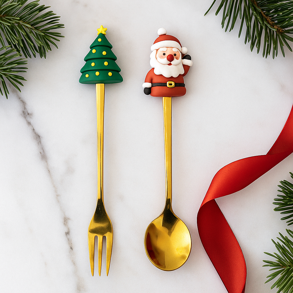 Kerst bestek set – Lepel & Vork in Cadeaudoos