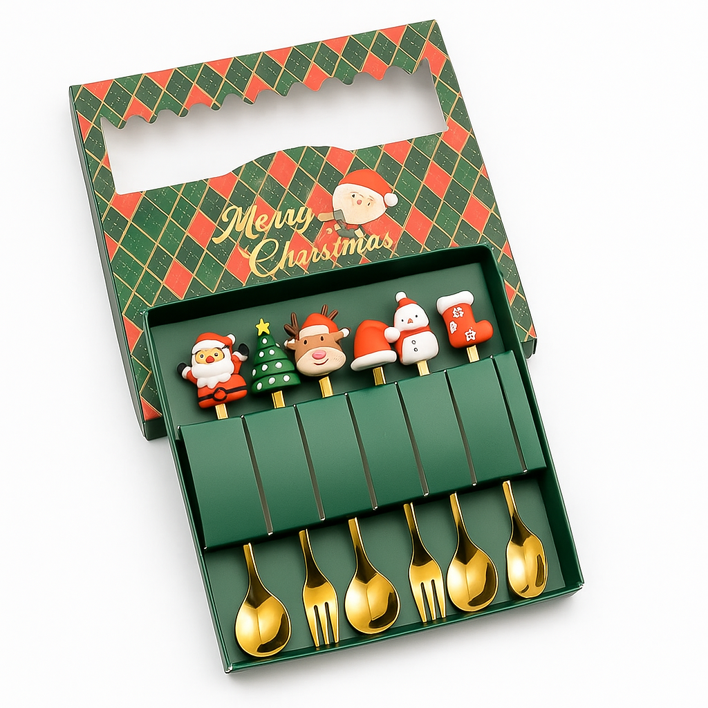 Kerst bestek set – Lepel & Vork in Cadeaudoos