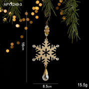 Gouden kerstornament met kristalhanger - Set van 3