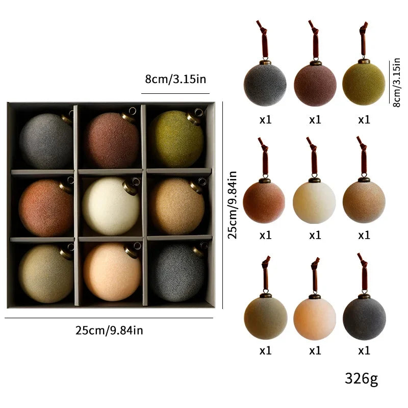Fluwelen kerstballen set – Lichte luxe (9 stuks)