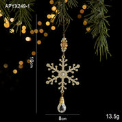 Gouden kerstornament met kristalhanger - Set van 3