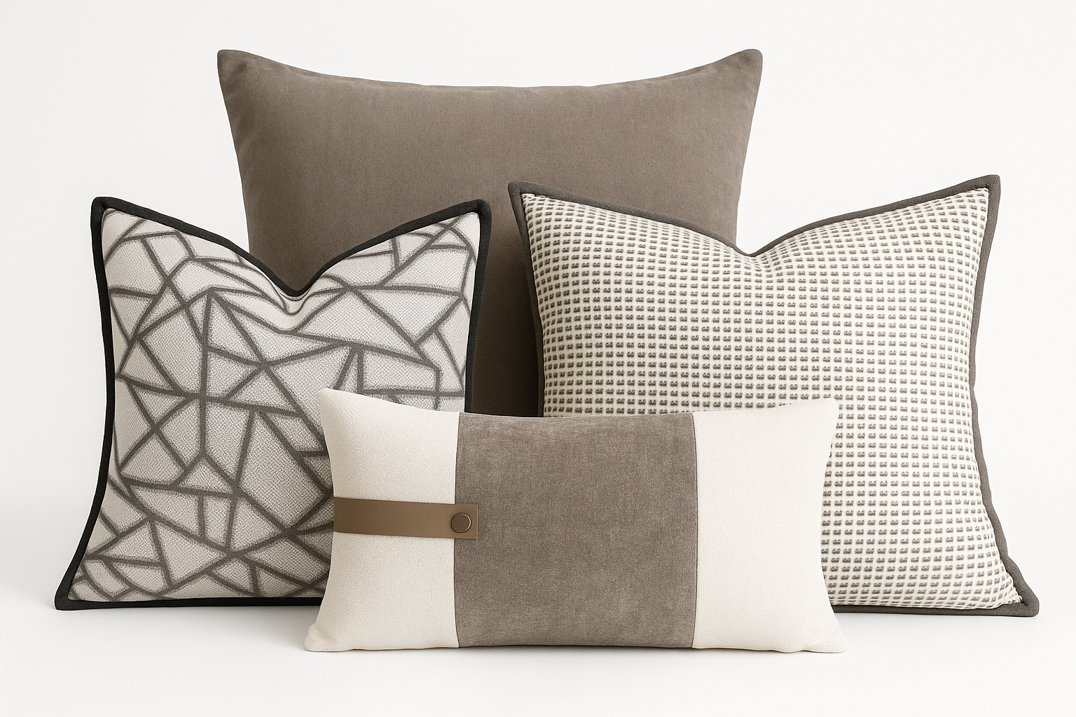Luxe Kussenhoezen Grijs & Taupe – Mix & Match